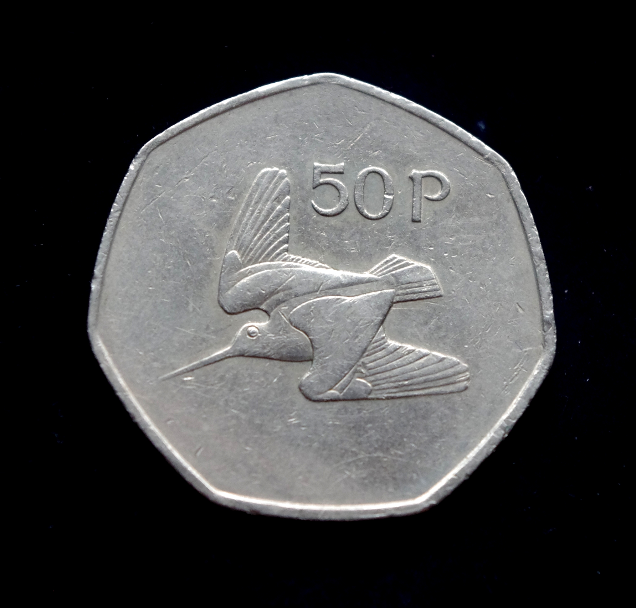 Airijos 10 pensų moneta. Slanka