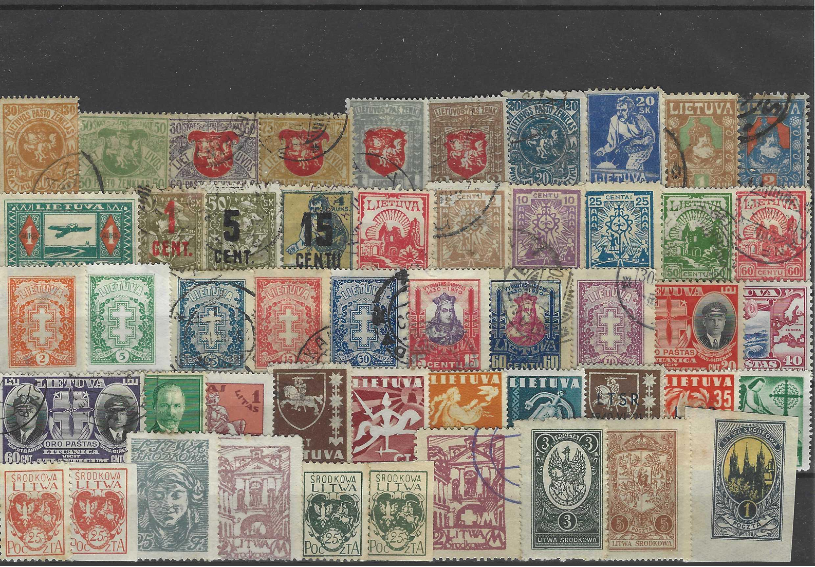 Tarpukario Lietuvos miksuotų pašto ženklų pakuotė.
