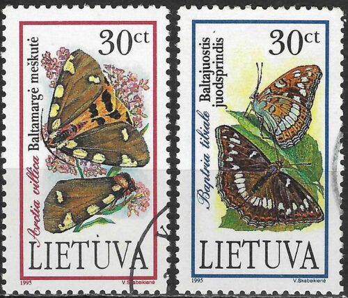 Pašto ženklai, Lietuva, drugiai: baltamargė meškutė ir baltajuostis juodsprindis