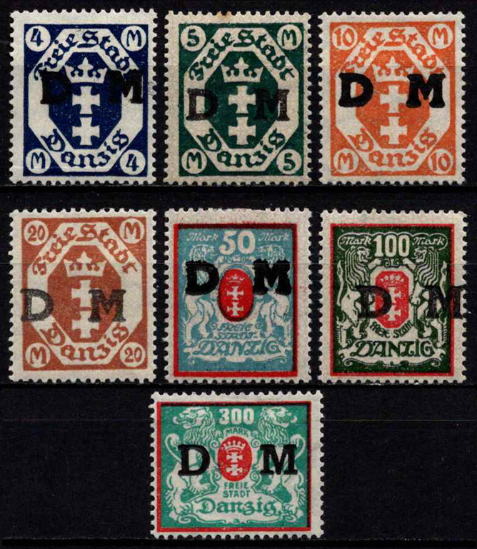 Laisvasis miestas Danzigas, pilna tarnybinių ženklų serija, MiNr 29-32 MLH*/MH*