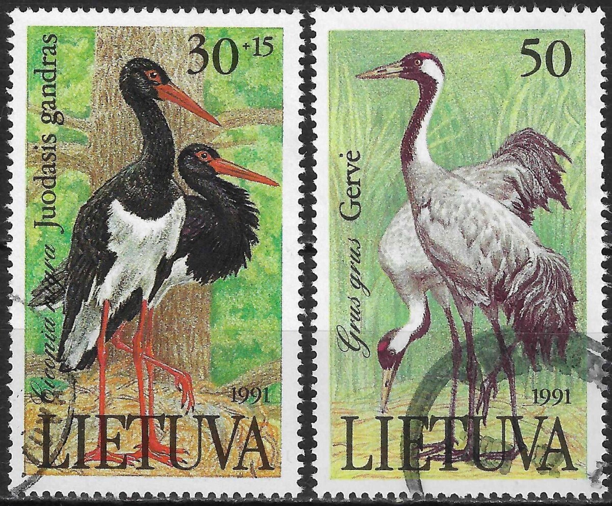 Pašto ženklai, Lietuva, Juodasis gandras ir Gervė