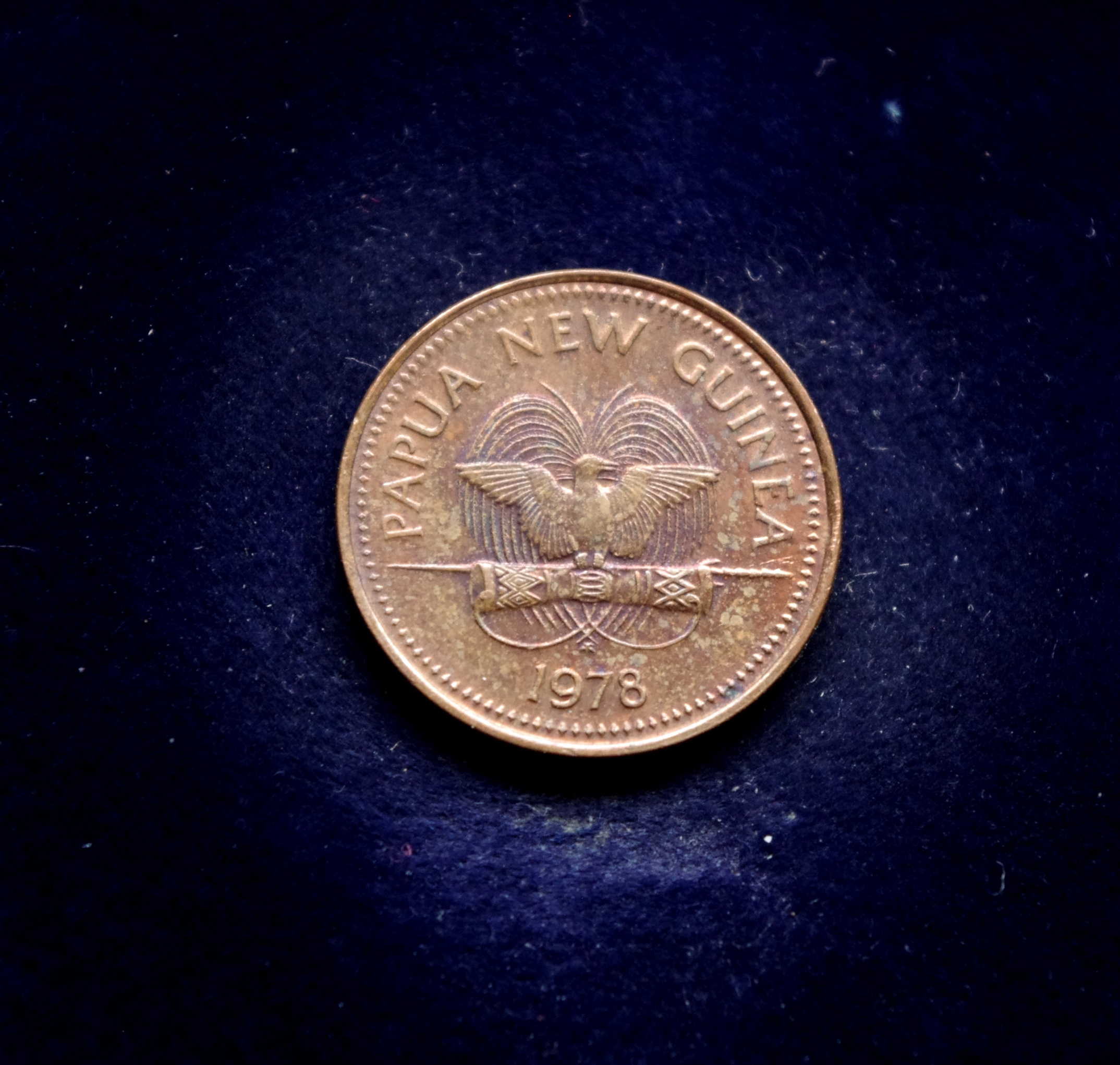 Papua Naujosios Gvinėjos 1 tojos moneta. Didysis rojaus paukštis, drugelis