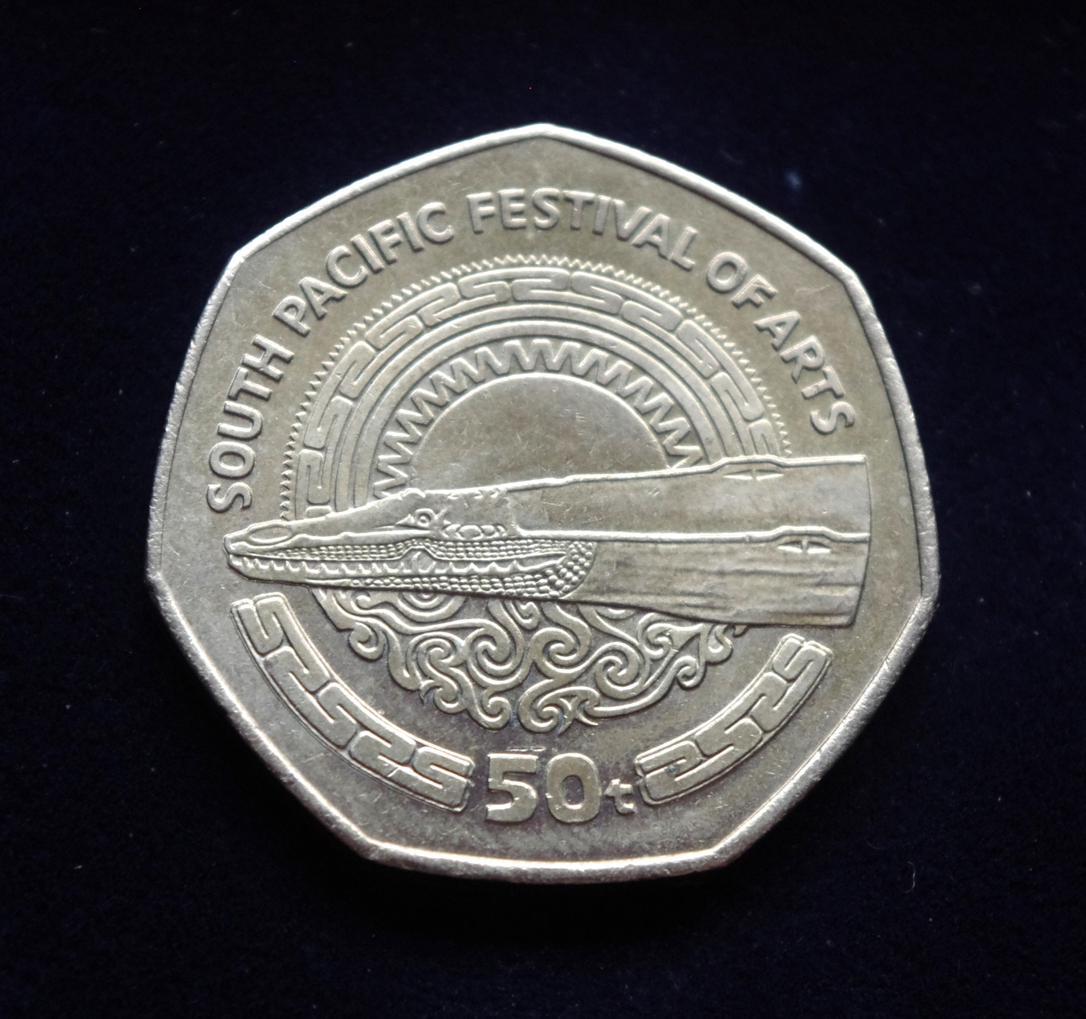 Papua Naujosios Gvinėjos 50 tojų proginė moneta. Pietų Ramiojo vandenyno menų festivalis
