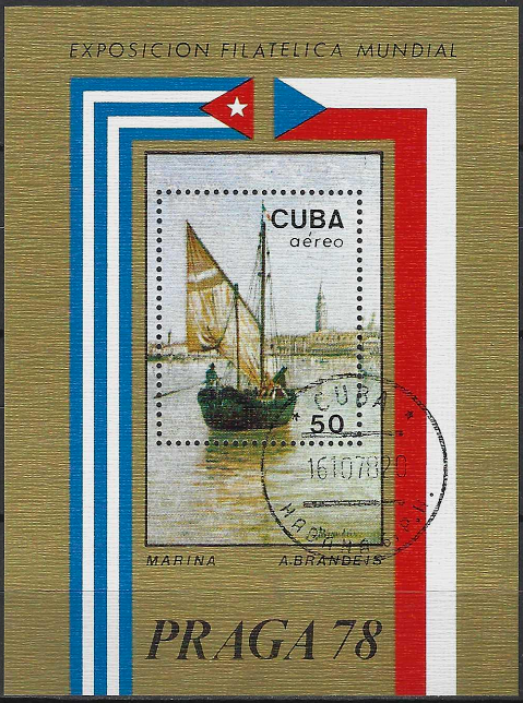 Pašto blokas, Kuba. Filatelijos paroda PRAGA'78 (84x110 mm)