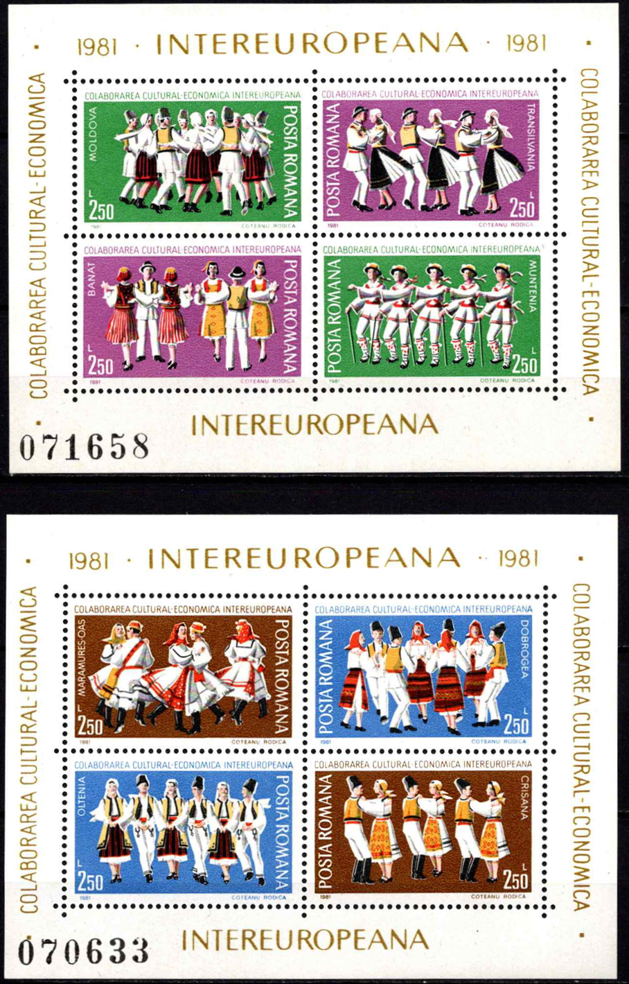 Rumunija, blokai Nr 178-179 MiNr 3784-3791 MNH**