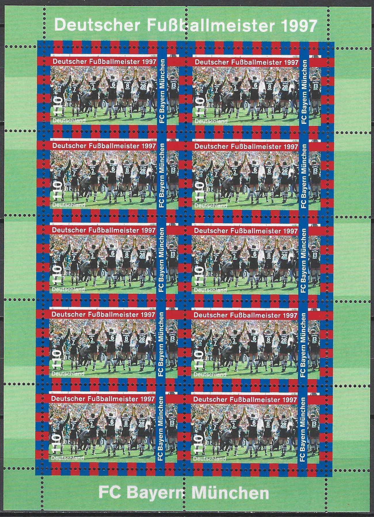 pašto ženklai, Vokietija. Vokietijos futbolo čempionai - Miuncheno Bajernas