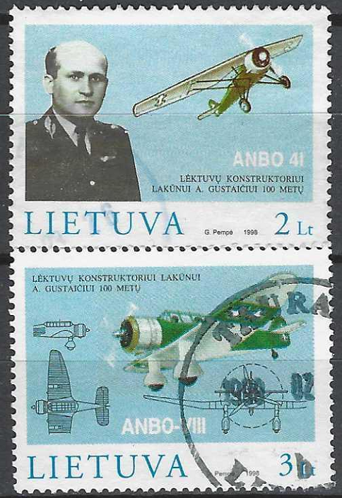 pašto ženklai, Lietuva. Lėktuvų konstruktoriaus Antano Gustaičio 100-osios gimimo metinės