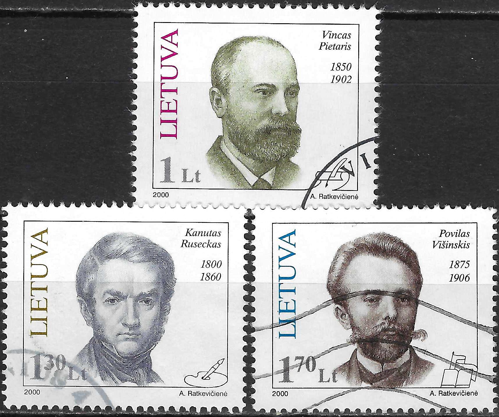 Pašto ženklai, Lietuva, Žymūs Lietuvos žmonės: Vincas Pietaris, Kanutas Ruseckas, Povilas Višinskis