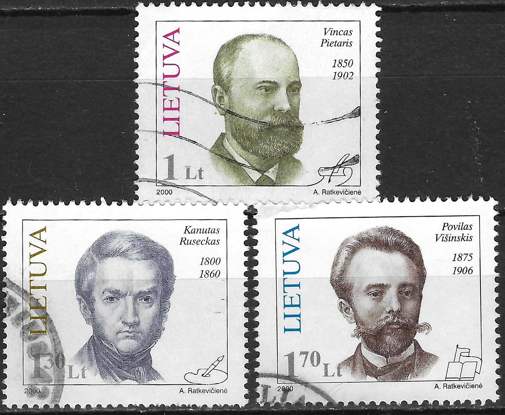 Pašto ženklai, Lietuva, Žymūs Lietuvos žmonės: Vincas Pietaris, Kanutas Ruseckas, Povilas Višinskis