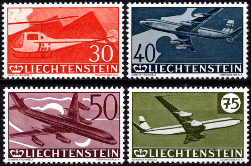 Lichtenšteinas, pilna oro pašto serija, MiNr 391-394 MNH**