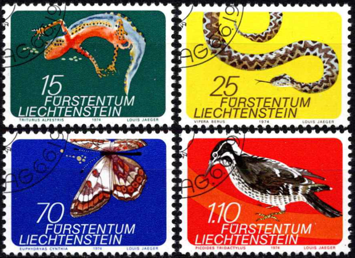 Lichtenšteinas, pilna serija, MiNr 609-612 Used (O)