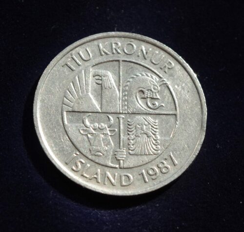 moneta 10 kronų, Islandija