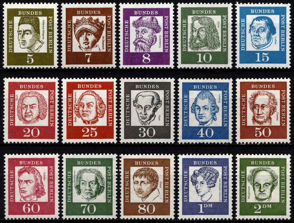 Vokietija, Vakarų Berlynas, pilna serija, MiNr 199-213 MNH**