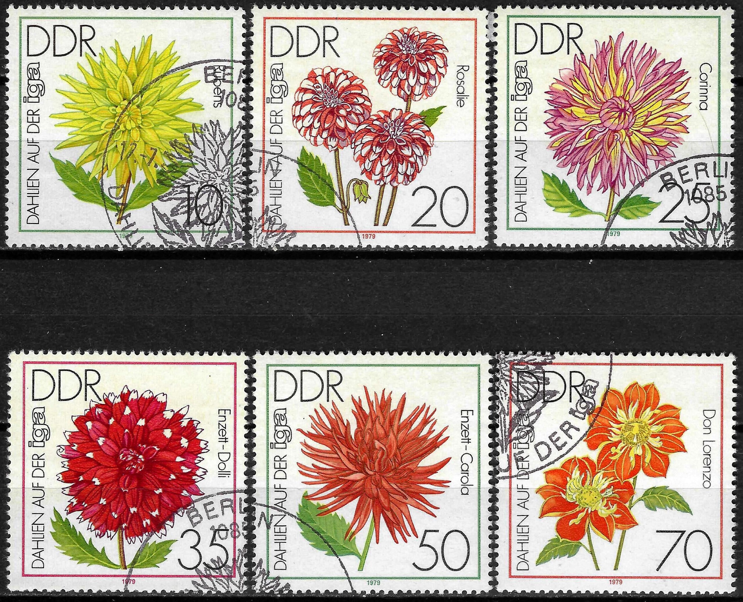 pašto ženklai, gėlės, Vokietijos Demokratinė Respublika