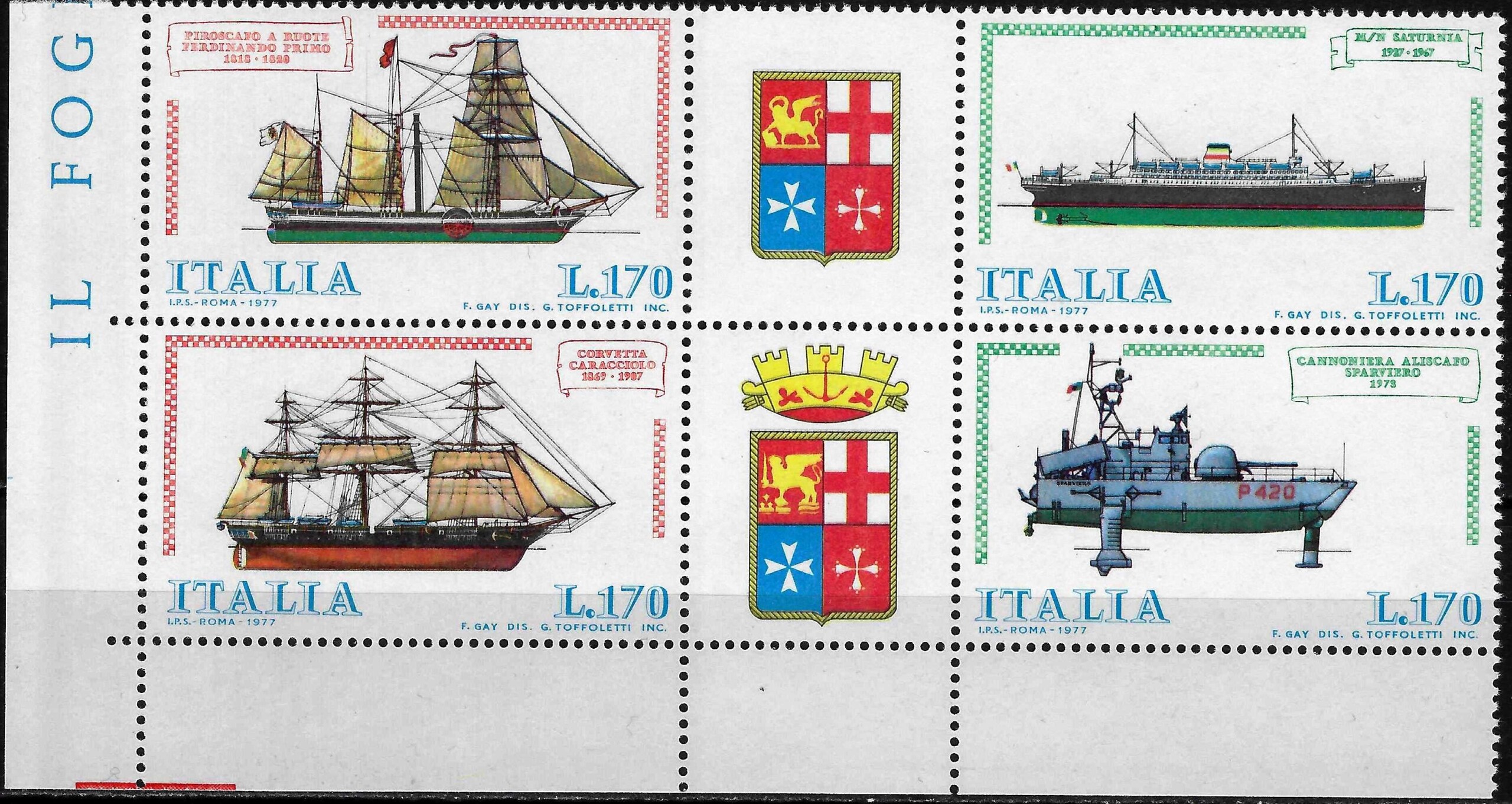 pašto ženklai, Italija, Laivai