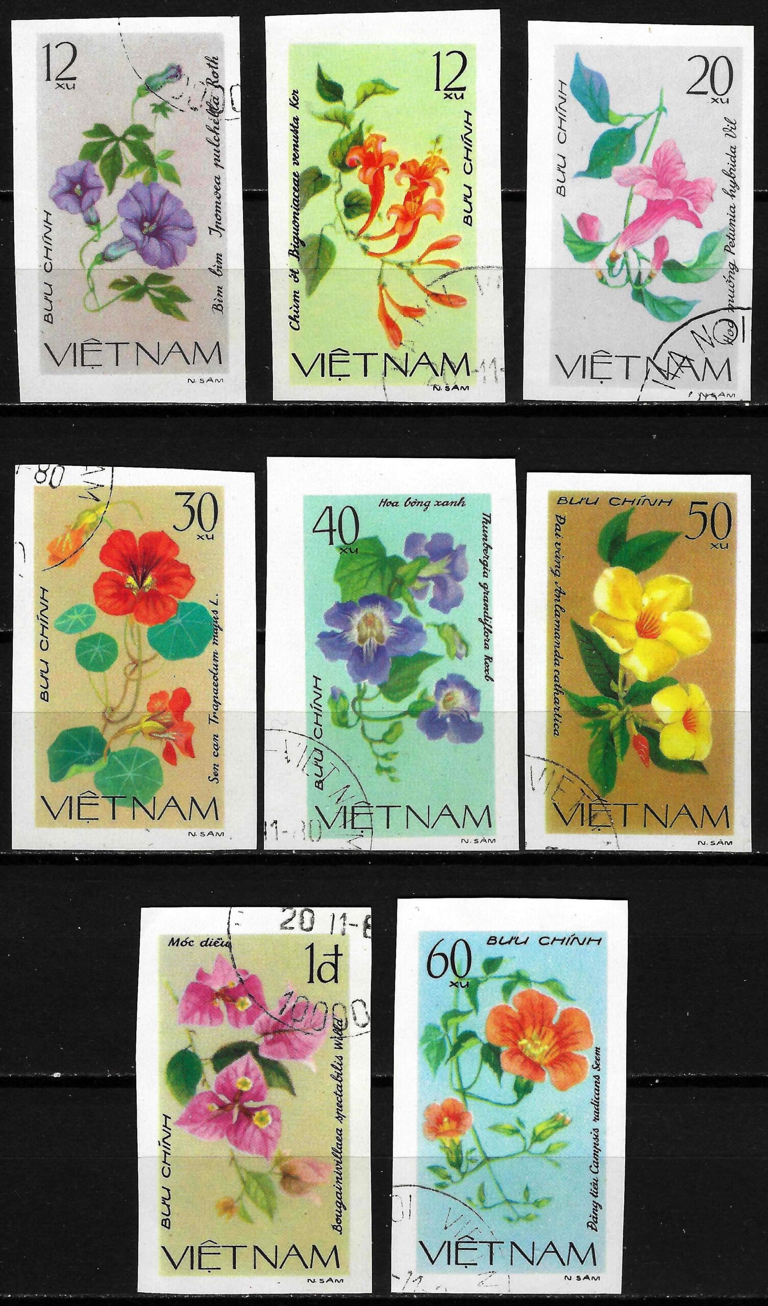 pašto ženklai, Vietnamas, gėlės