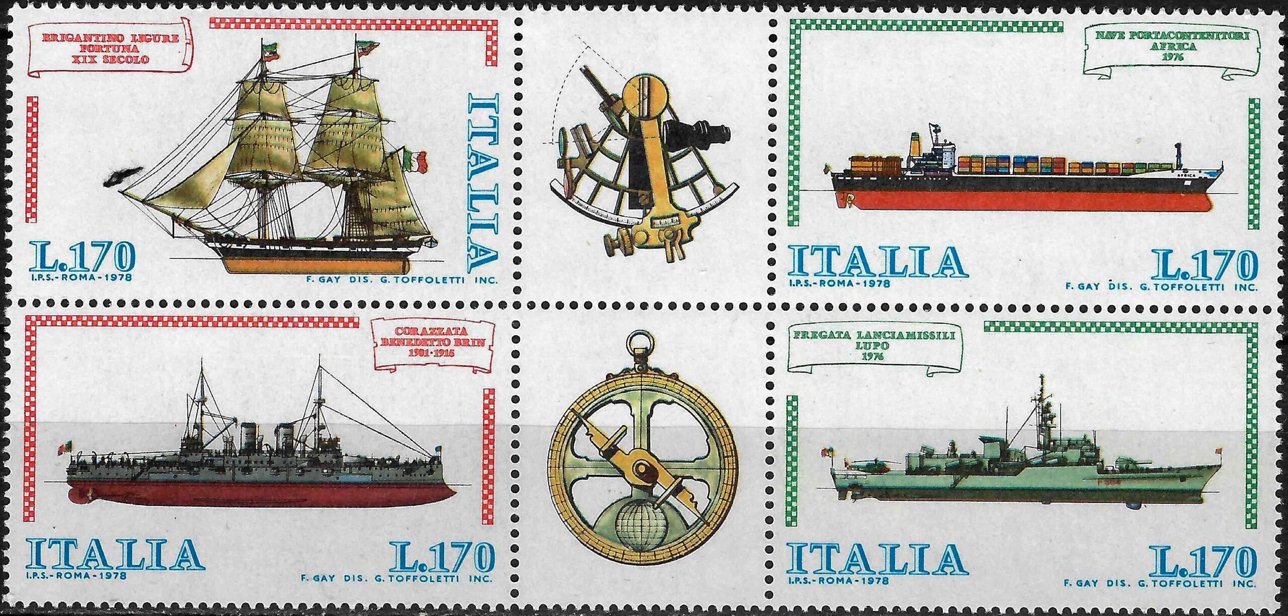 pašto ženklai, Italija, Laivai