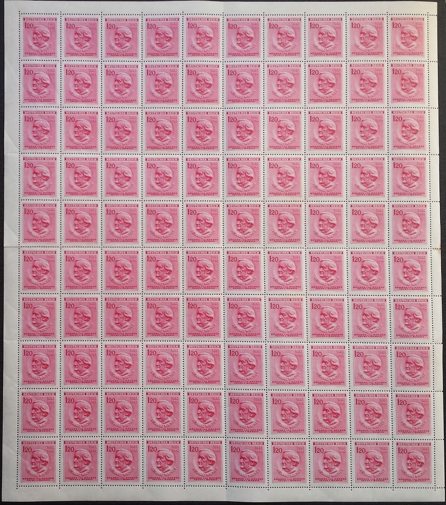 Vokietijos Reichas, Čekijos okupacija, pilnas lapas (100 vnt.), MiNr 129 MNH**