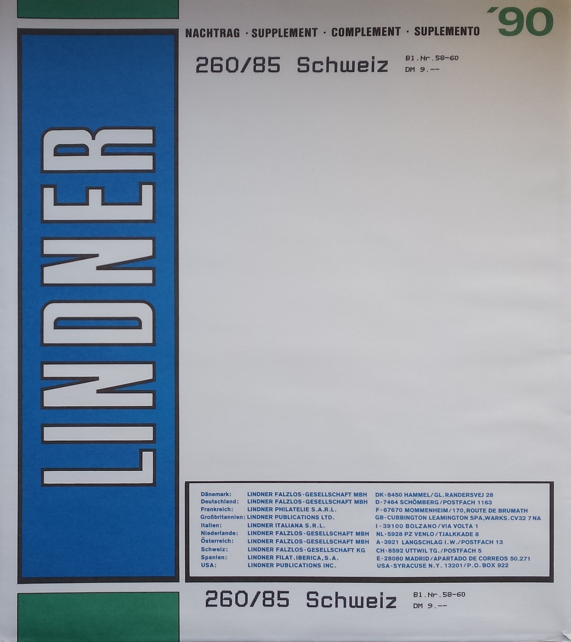 Šveicarija, iliustruoti albumo lapai LINDNER