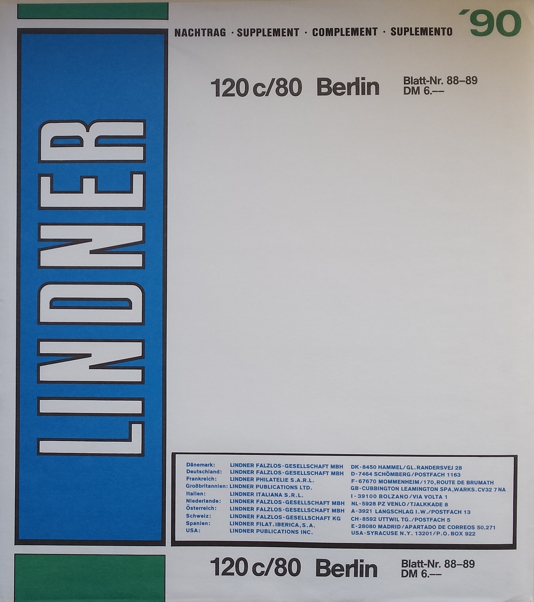 Vakarų Berlynas, iliustruoti albumo lapai LINDNER