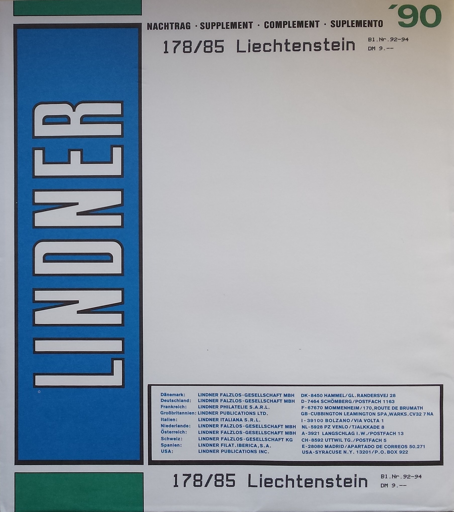 Lichtenšteinas, iliustruoti albumo lapai LINDNER