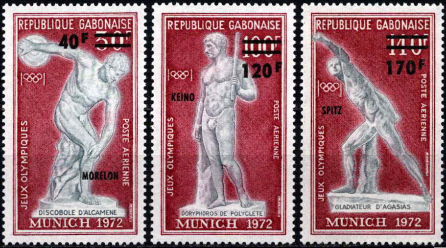 Gabonas, pilna oro pašto serija, MiNr 489-491 MNH**