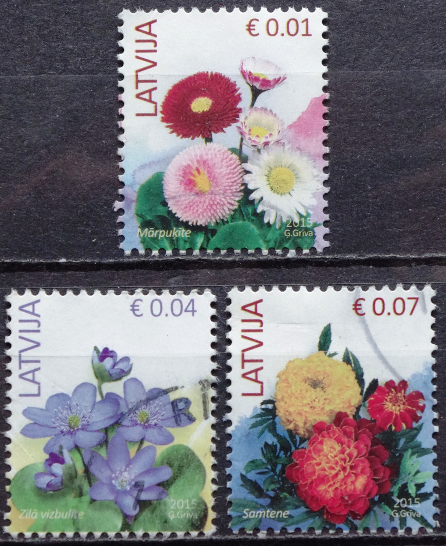 pašto ženklai, Latvija, gėlės