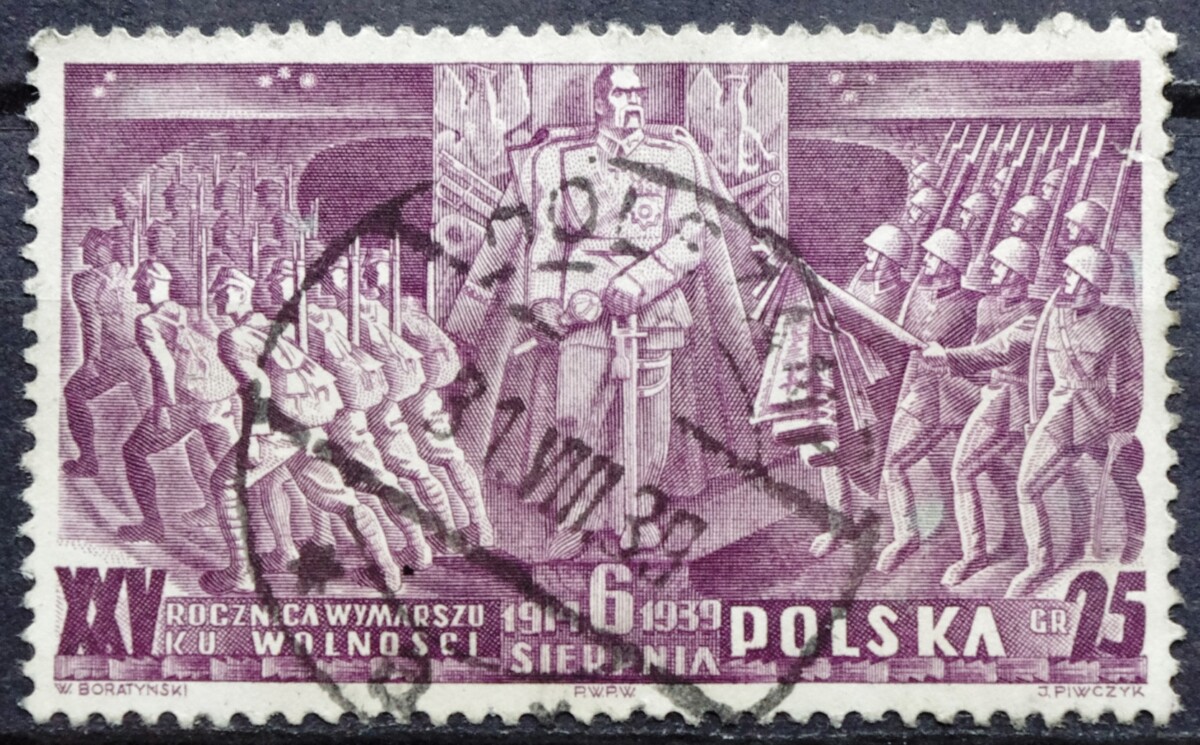 pašto ženklas, Lenkija, 25 metai Lenkijos legionui. J. Pilsudskis