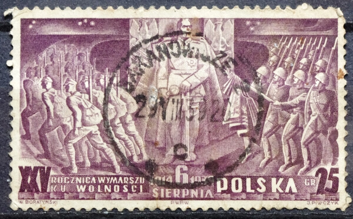 pašto ženklas, Lenkija, 25 metai Lenkijos legionui. J. Pilsudskis