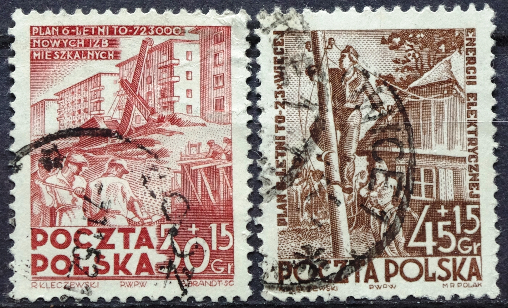 pašto ženklai, Lenkija, statybos ir elektrifikacija