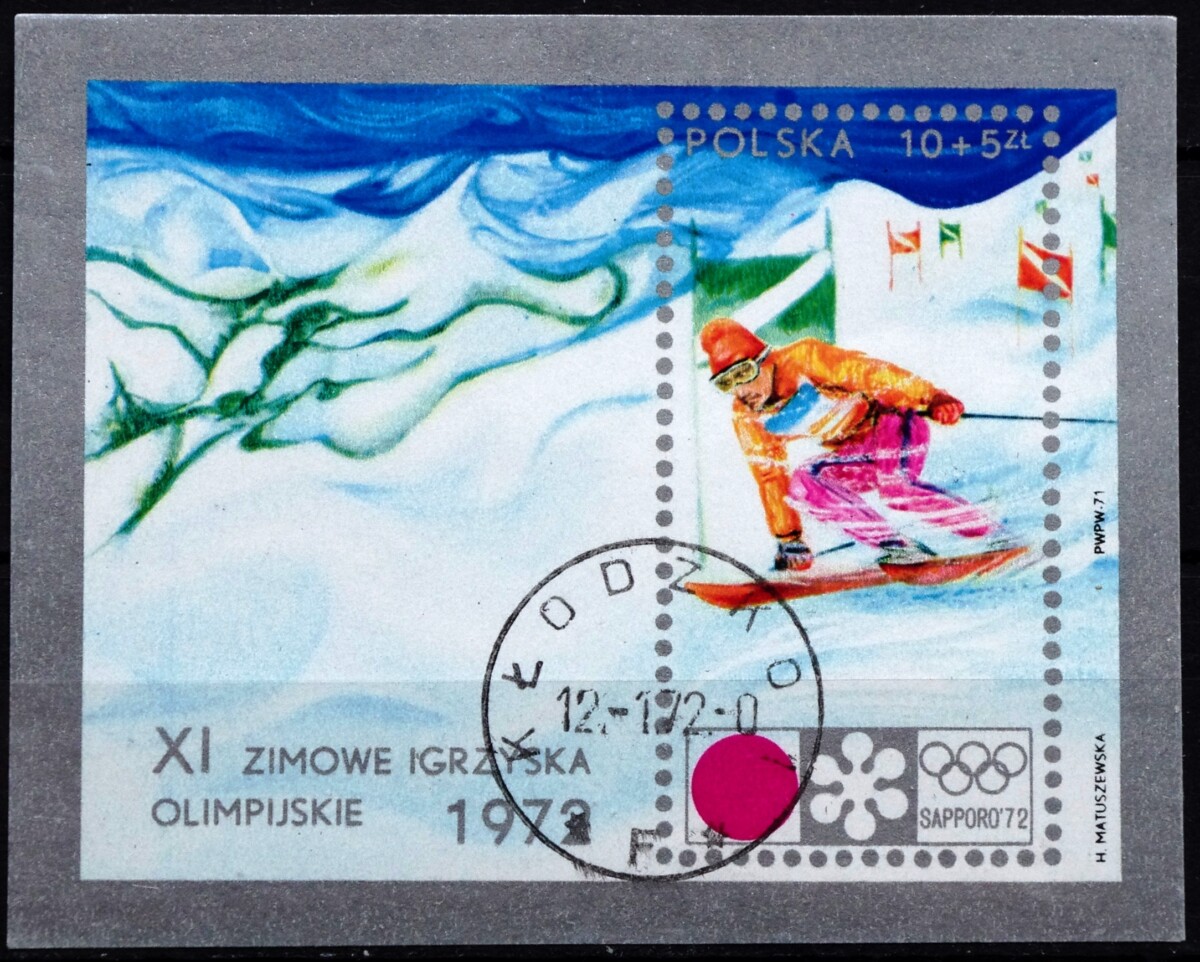 pašto blokas, Lenkija, 1972 m. žiemos olimpinės žaidynės Soporo