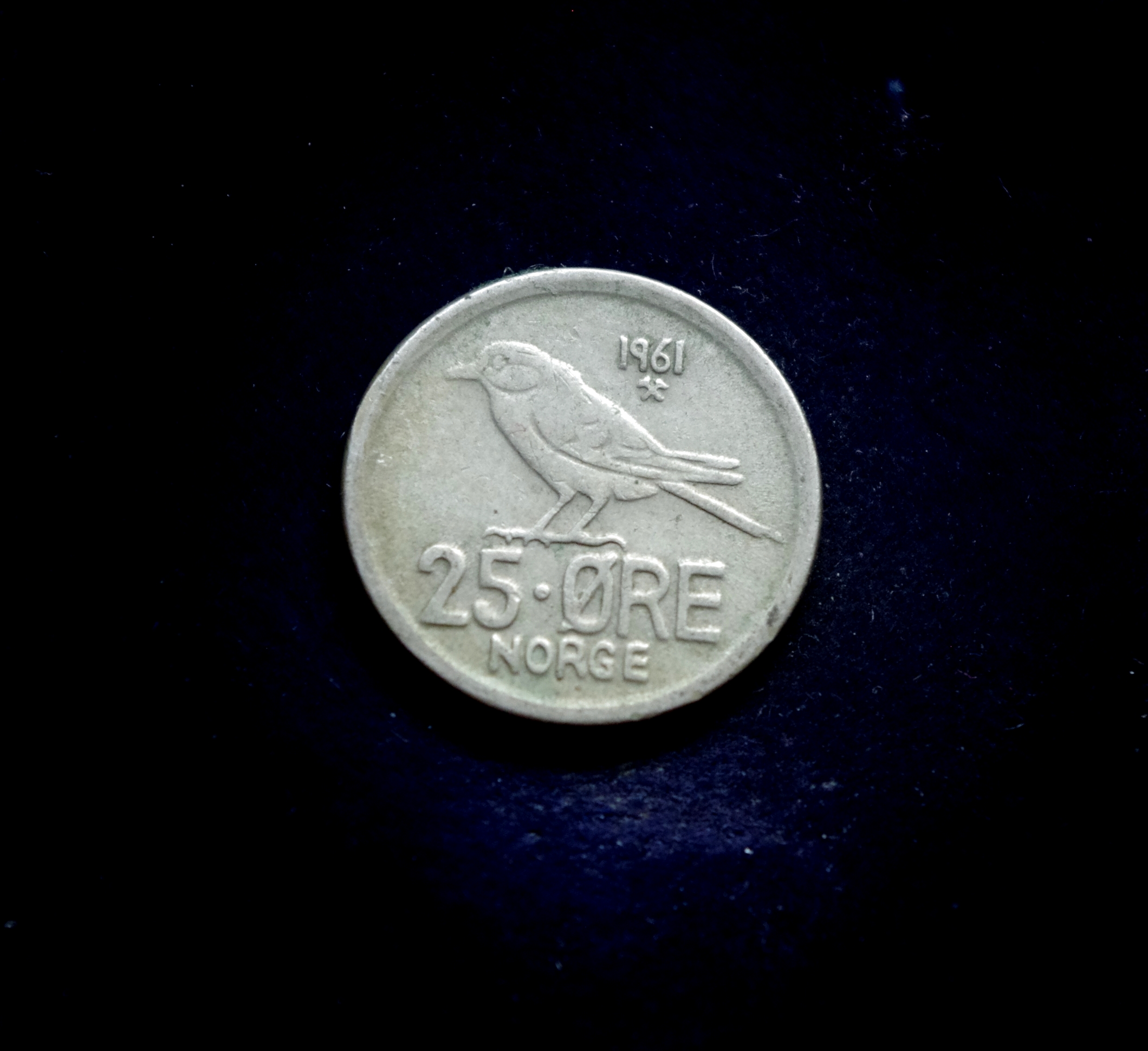 moneta, 25 erės, Norvegija, paukštis zylė
