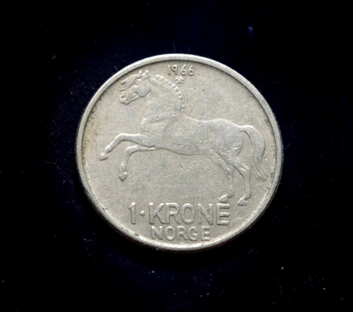moneta, 1 krona, Norvegija, arklys
