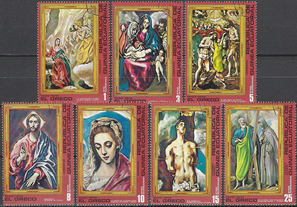 pašto ženklai, Pusiaujo Gvinėja, Dailininko El Greko paveikslai