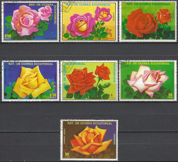 pašto ženklai, Pusiaujo Gvinėja, Rožės