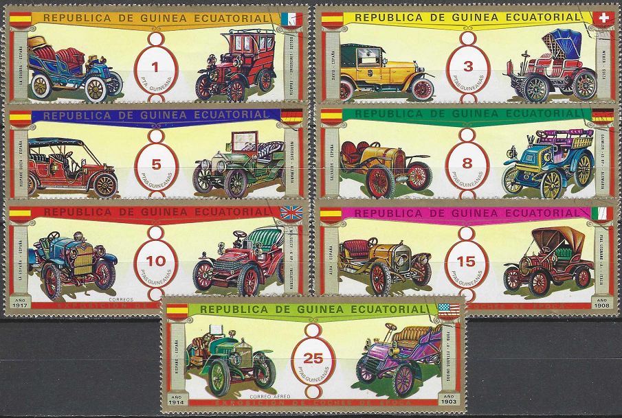 pašto ženklai, Pusiaujo Gvinėja, Klasikiniai automobiliai