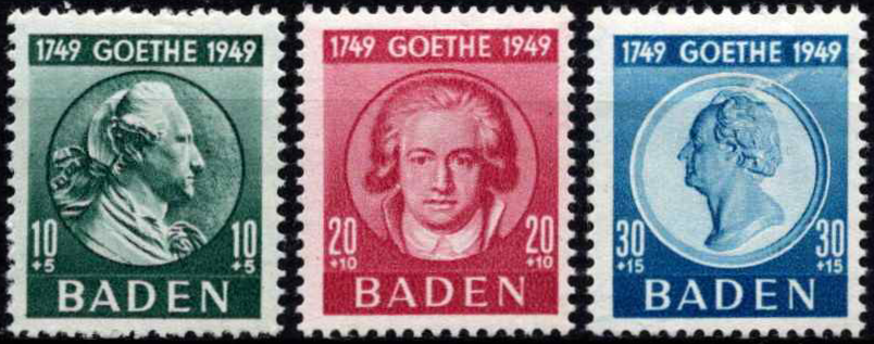 Pokario Vokietija, Prancūzų zona, Badeno žemės, pilna serija, MiNr 47-49 MH*