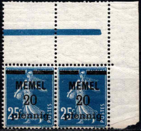 Klaipėda (Memel), pora su krašteliais, MiNr 20 MNH**