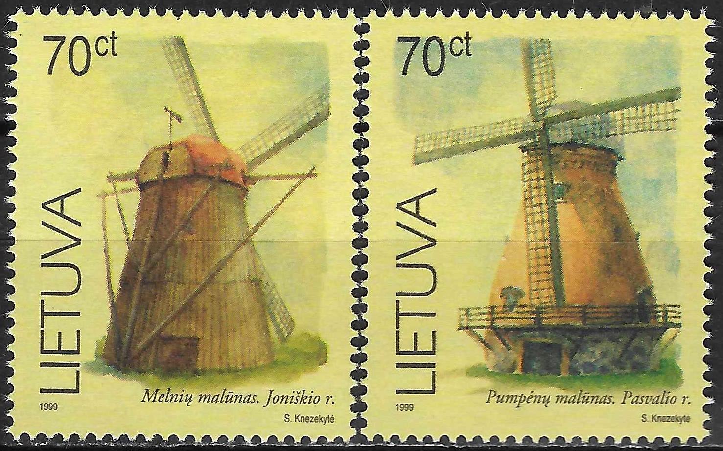 Pašto ženklai, Lietuva, Technikos paminklai. Melnių ir Pumpėnų vėjo malūnai