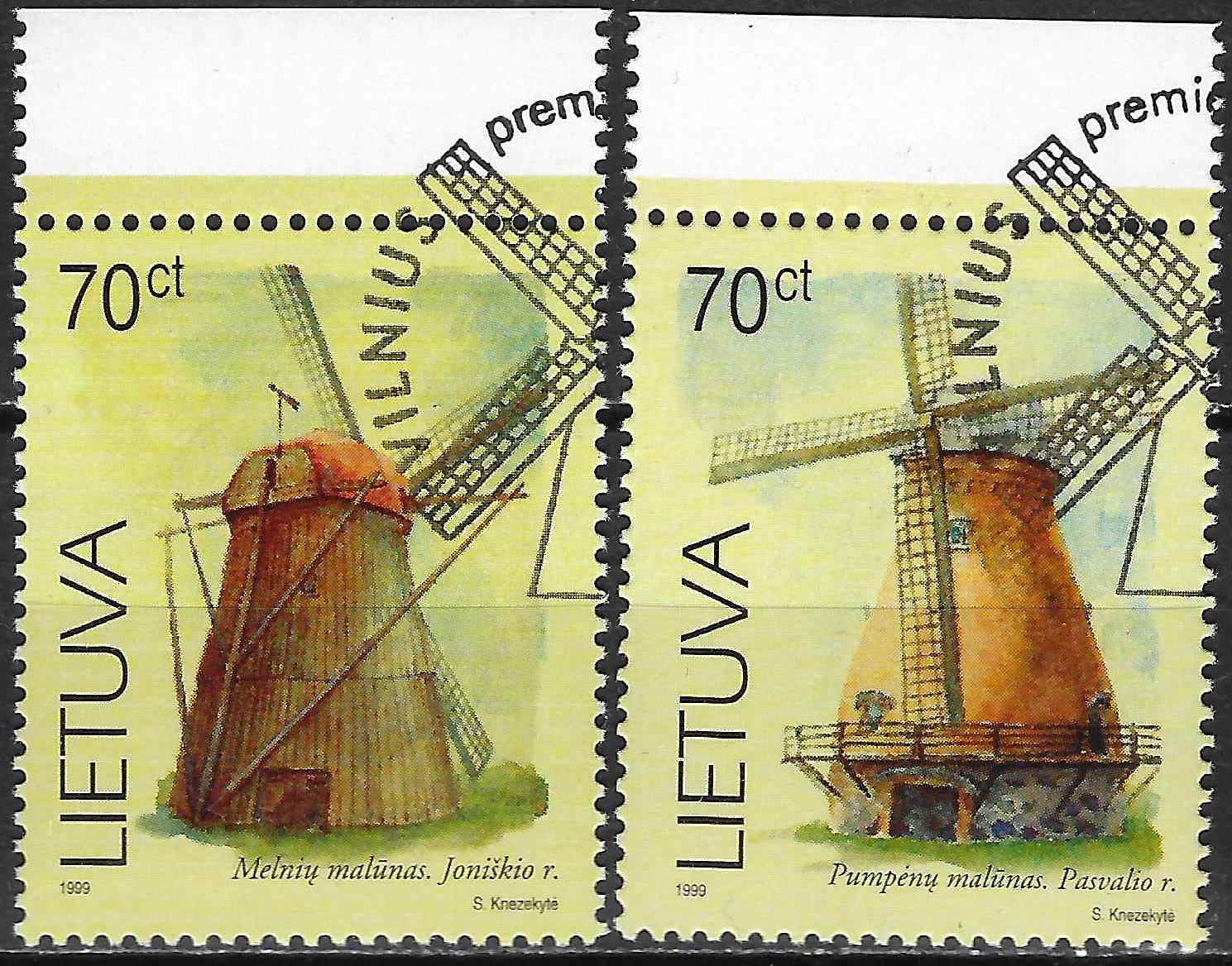 Pašto ženklai, Lietuva, Technikos paminklai. Melnių ir Pumpėnų vėjo malūnai