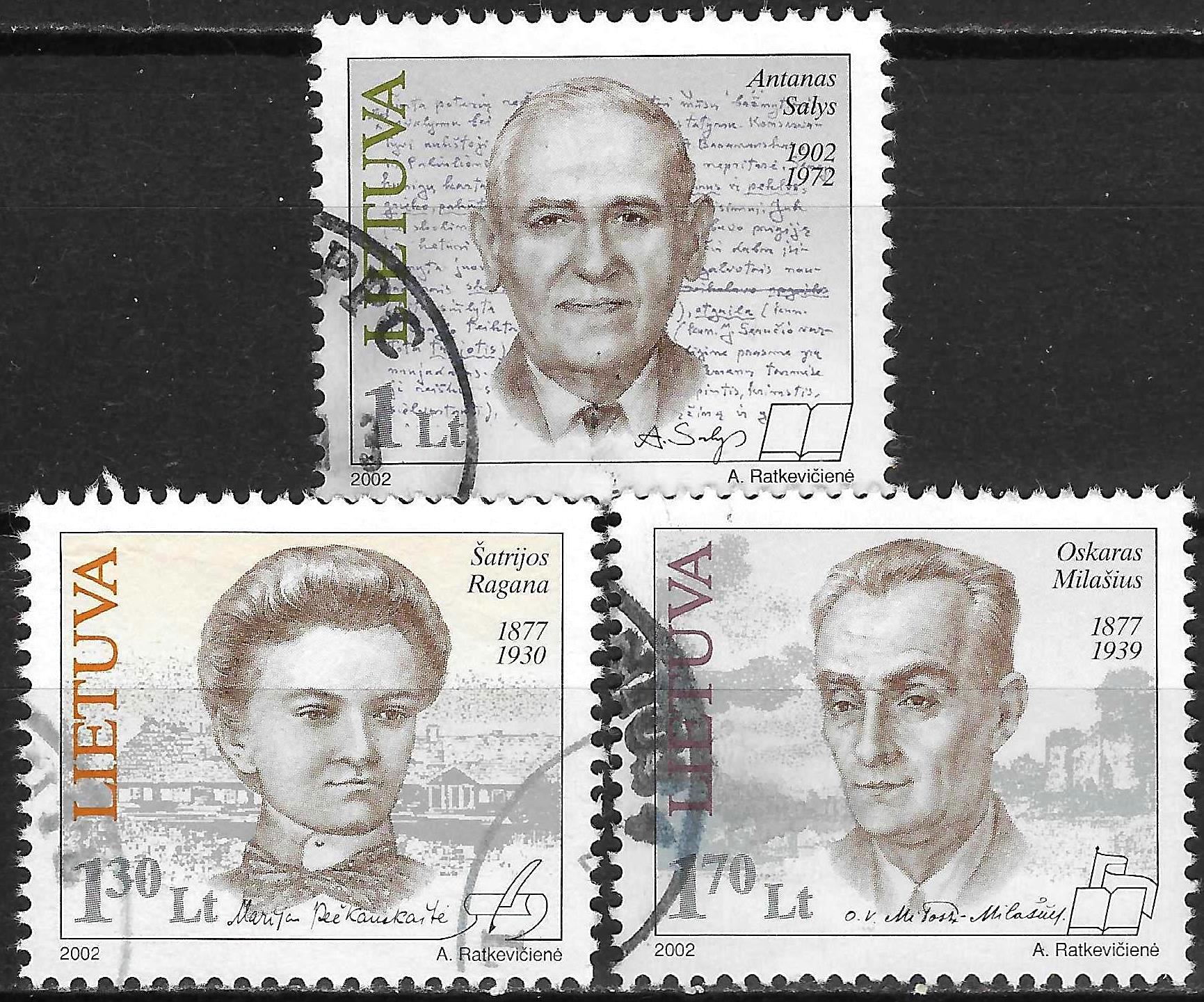 Pašto ženklai, Lietuva, Žymūs žmonės: Antanas Salys, Šatrijos Ragana, Oskaras Milašius