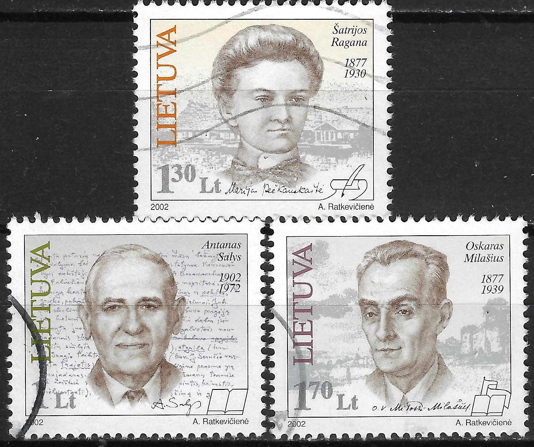 Pašto ženklai, Lietuva, Žymūs žmonės: Antanas Salys, Šatrijos Ragana, Oskaras Milašius