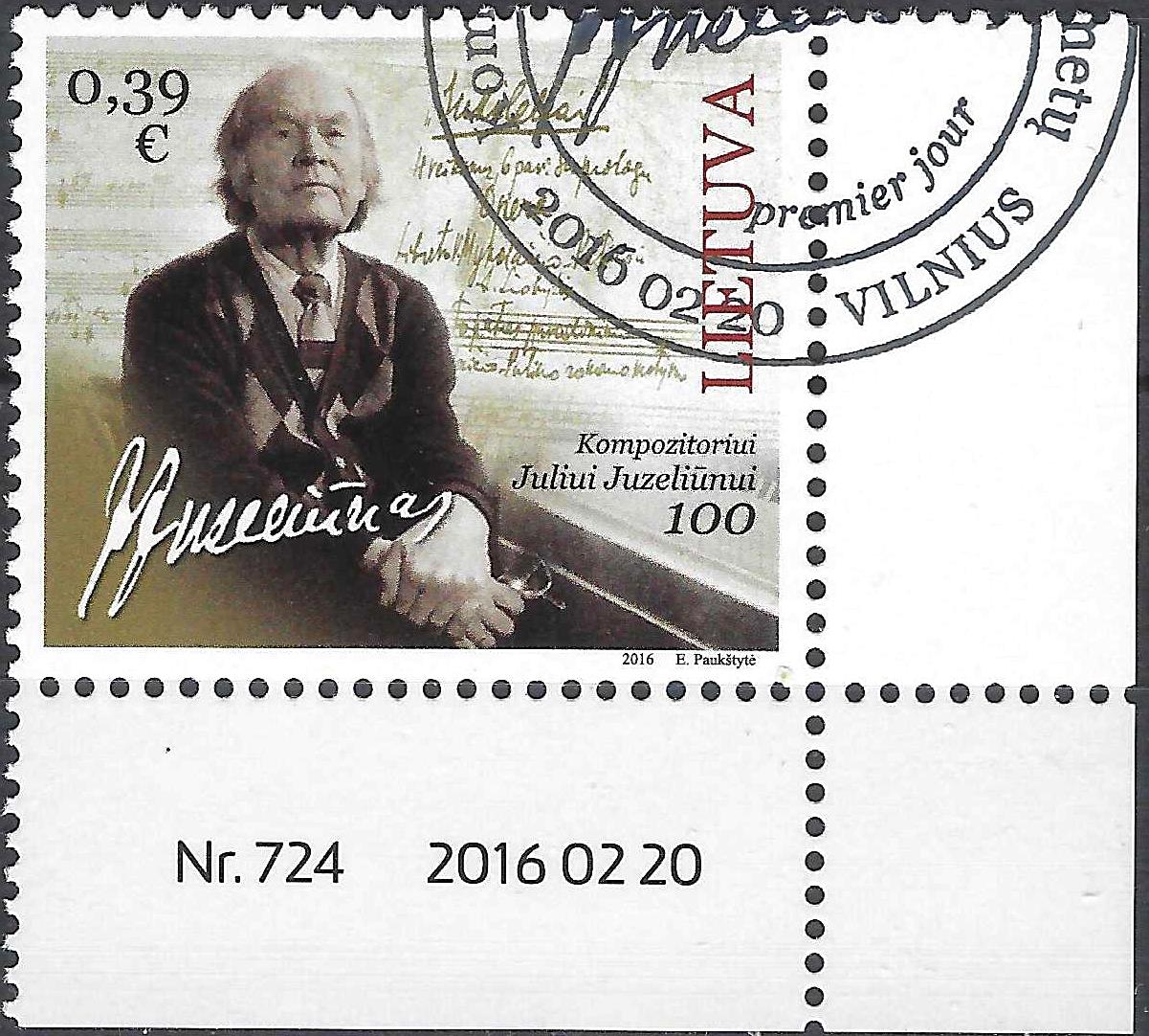 Pašto ženklai, Lietuva, Kompozitoriui Juliui Juzeliūnui 100 metų