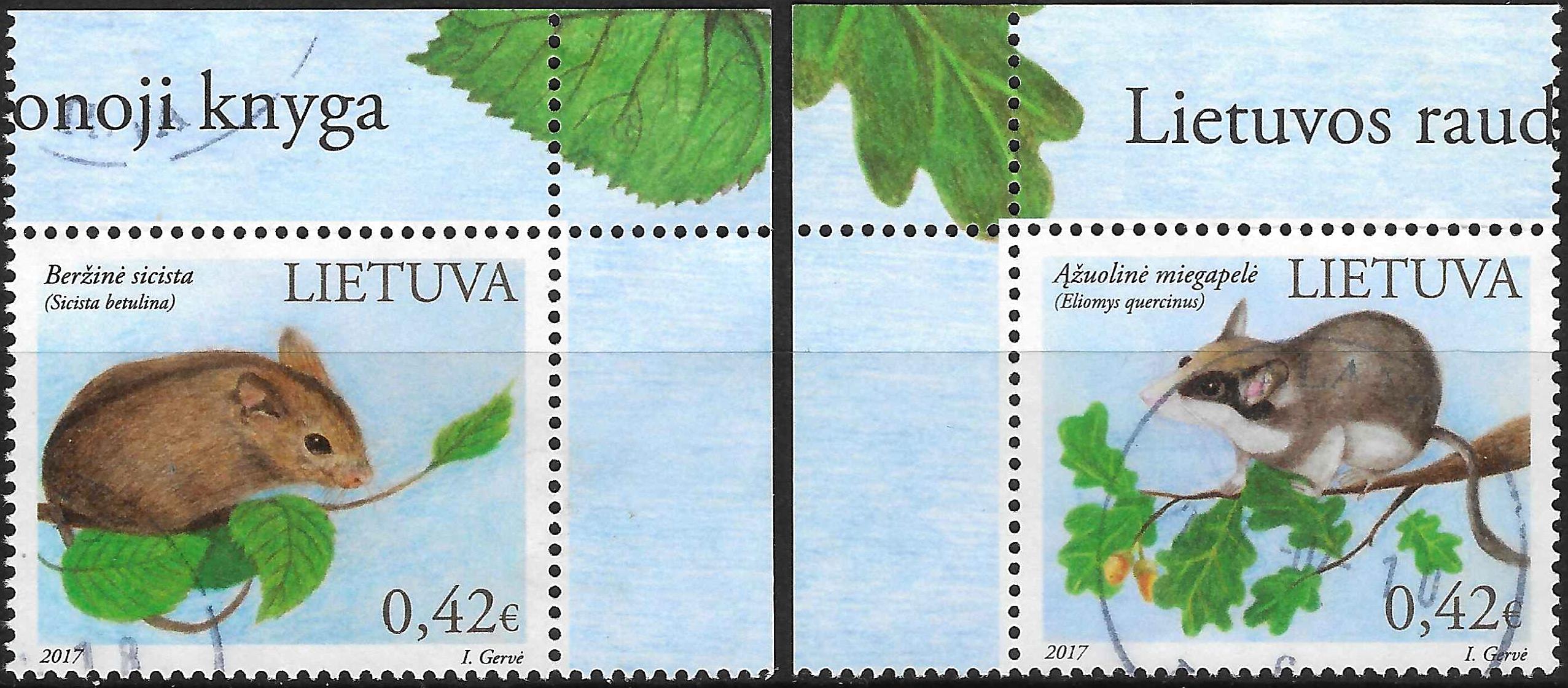 Pašto ženklai, Lietuva, Lietuvos raudonoji knyga: Ąžuolinė miegapelė ir Beržinė sicista