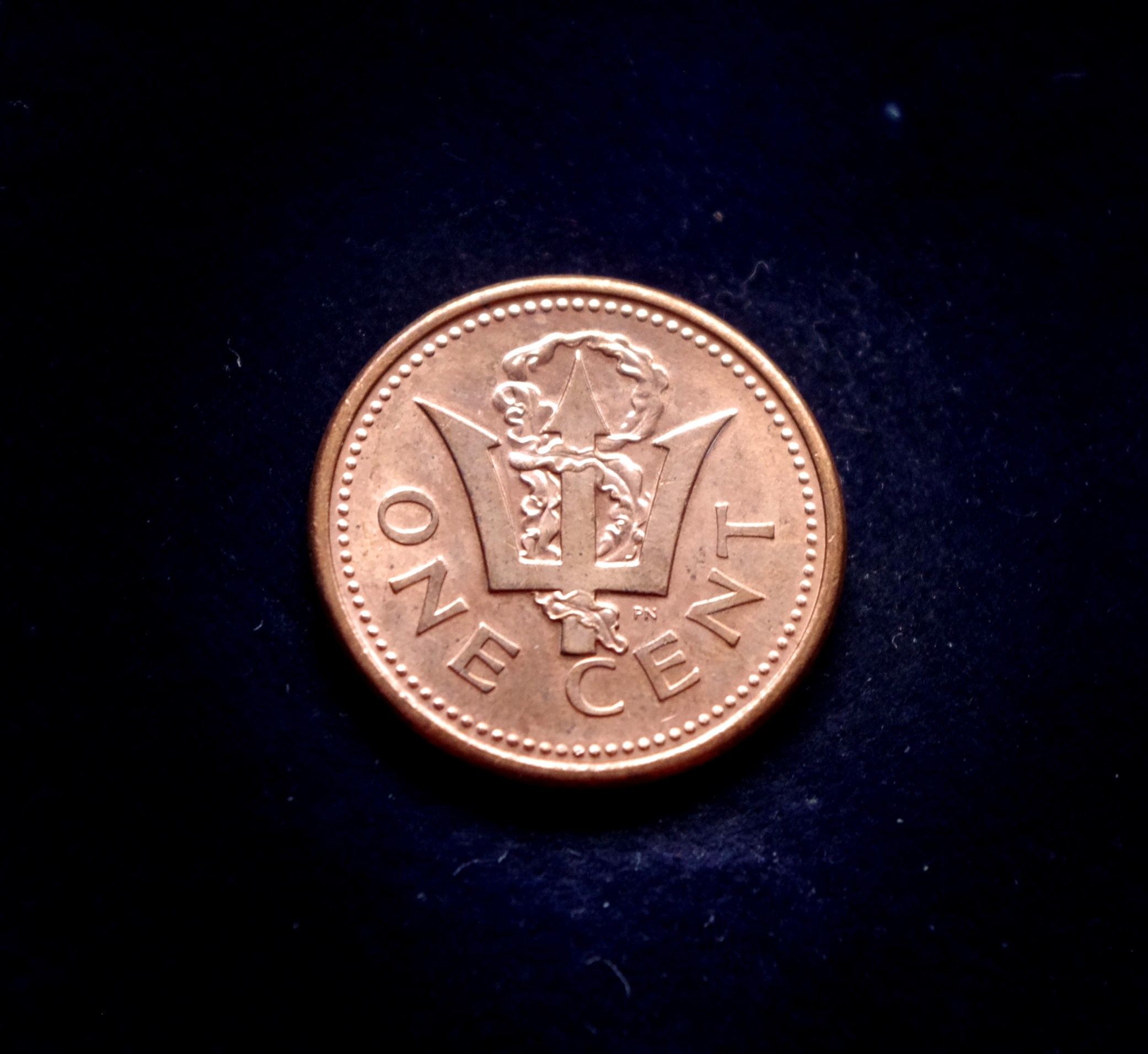 Barbadoso 1 cento moneta. Kovos trišakis