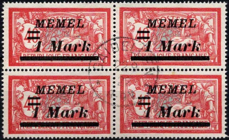 Klaipėda (Memel), kvartblokis iš MiNr 64 Used (O)