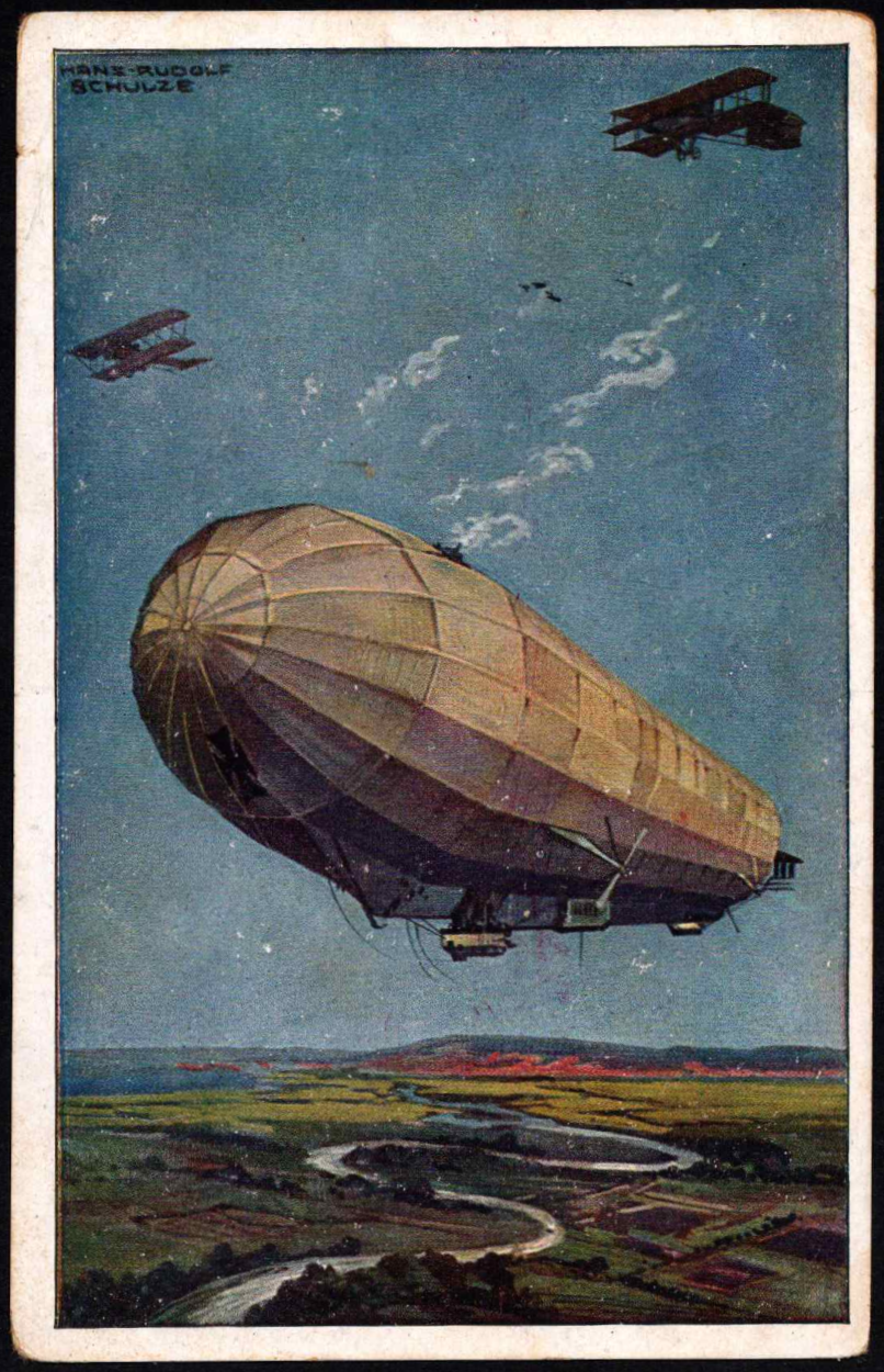 Dirižablis ir karo lėktuvai