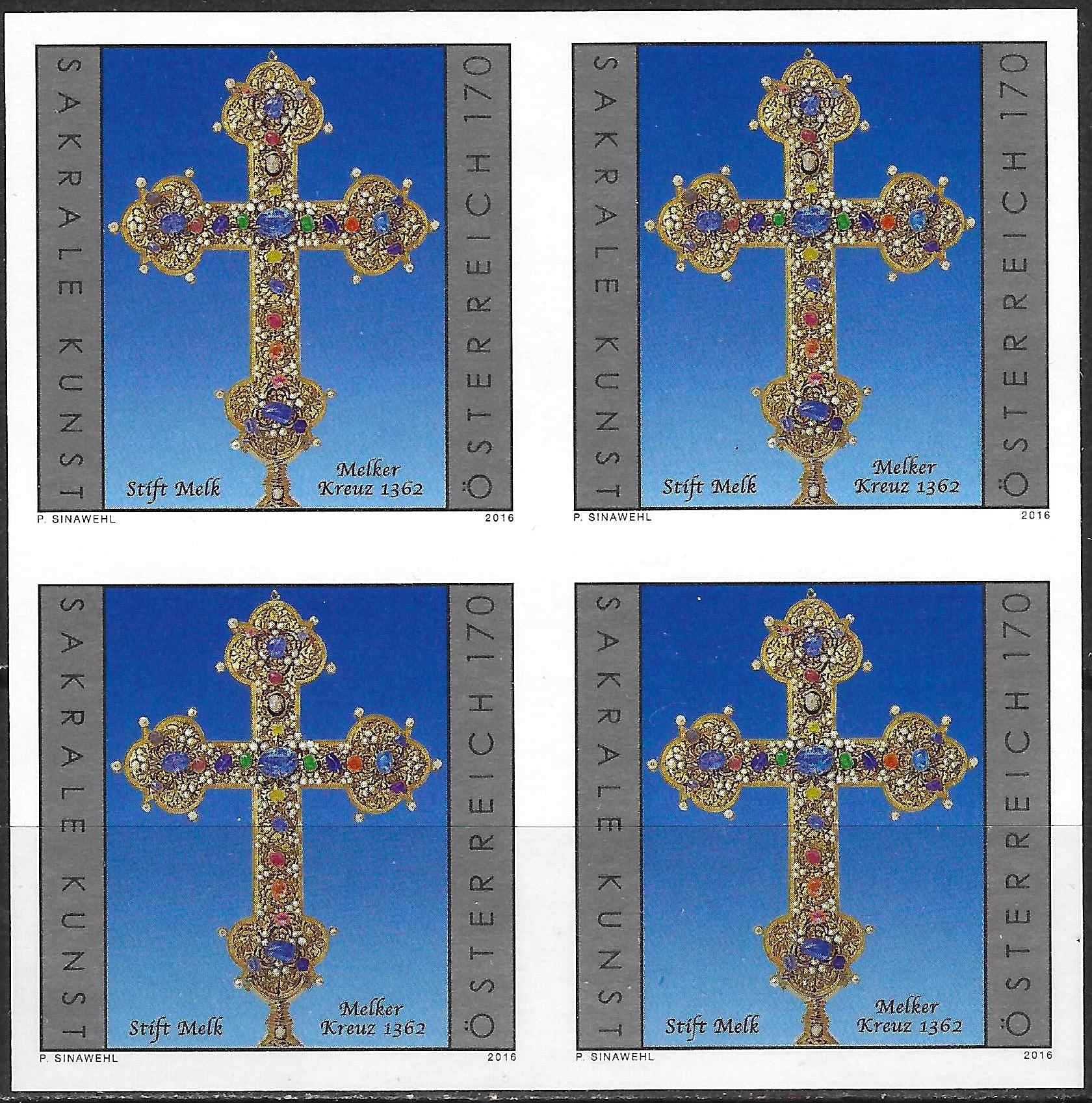 Pašto ženklų kvartblokis, Austrija. Religinis menas Austrijoje – Melko kryžius, Melko abatija