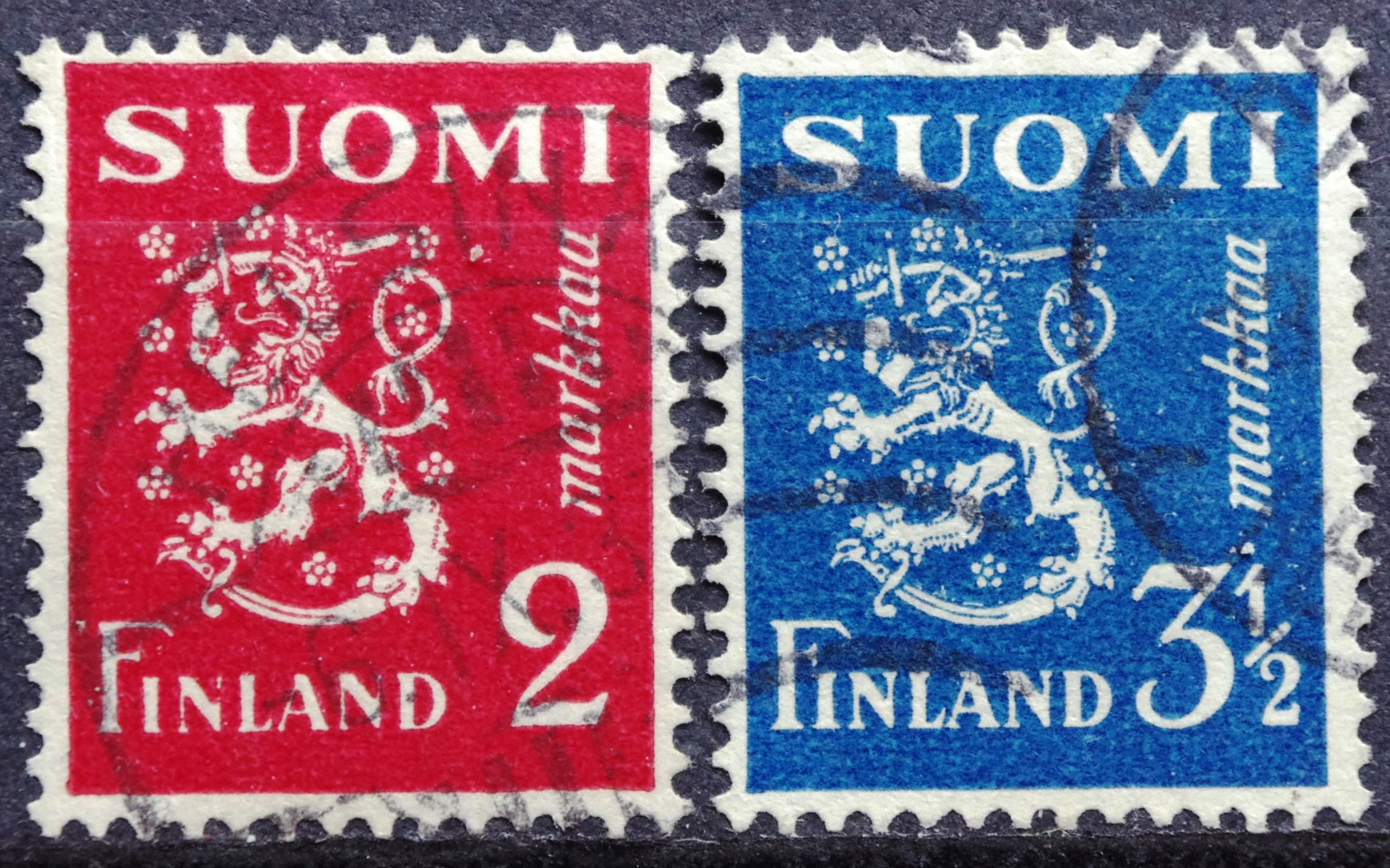 Suomijos pašto ženklų serija. Standartinių pašto ženklų laida. Herbo liūtas