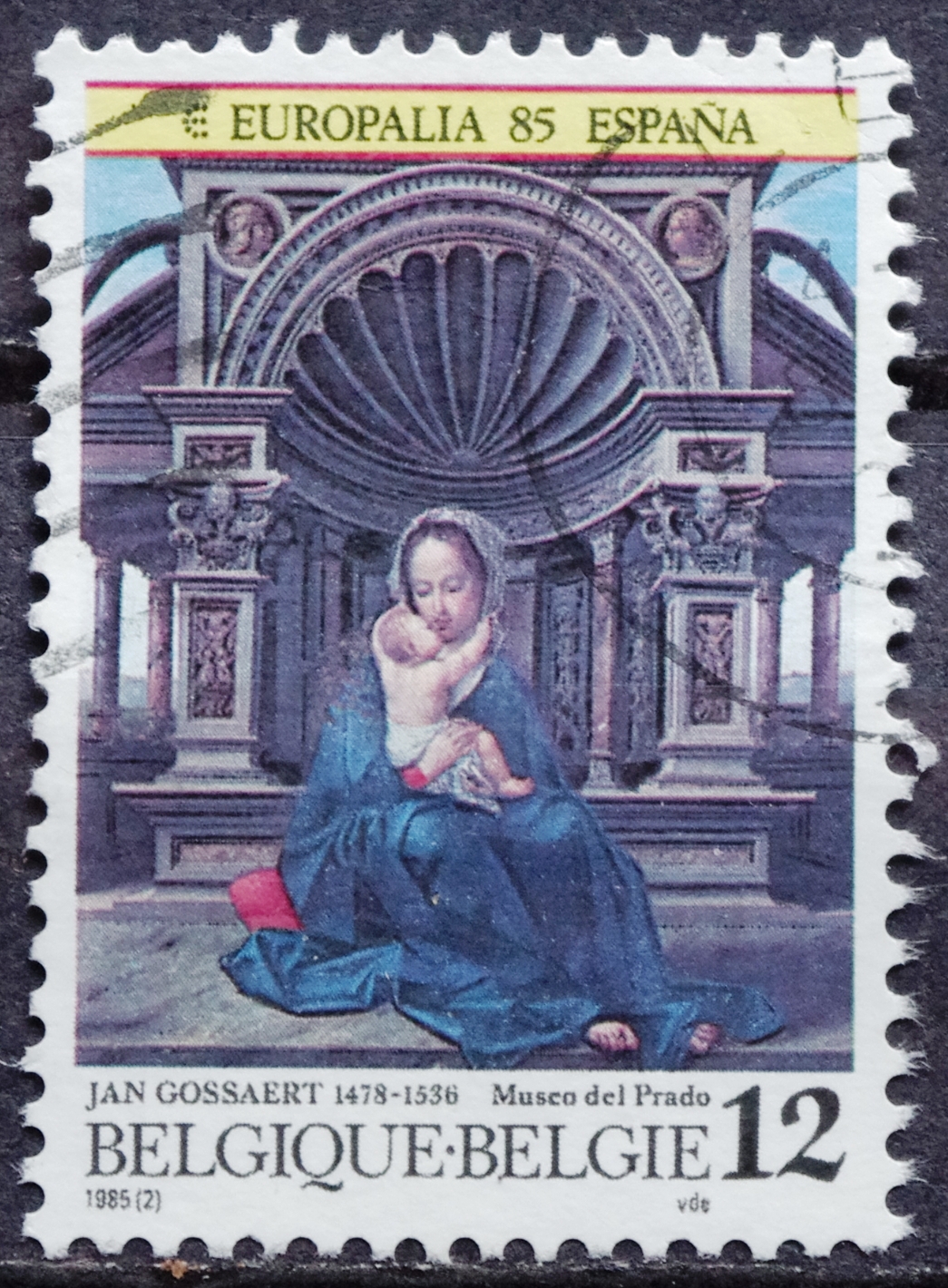 pašto ženklas, Belgija. Europos kultūros festivalis EUROPALIA'85 Ispanijoje